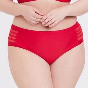 NWOT! TORRID red mesh lattice hips bikini swim bottoms, 2X.